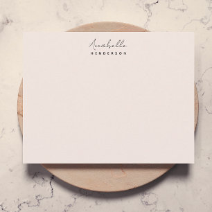 Carte De Correspondance Rose clair monogramme Minimaliste moderne Femini