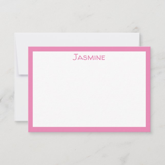 Carte De Correspondance Rose Classique avec nom (Devant)