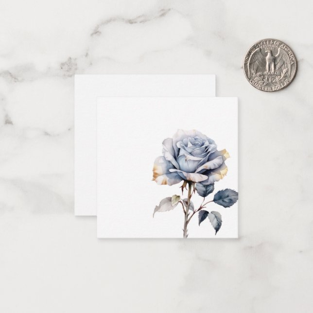 Carte De Correspondance Rose d'aquarelle bleu foncé (Devant/Arrière en situation)