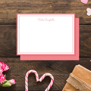 Carte De Correspondance Rose doux minimaliste, 2 Frontières, signature