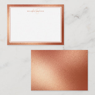 Carte De Correspondance Rose Faux Gold Foil Minimaliste Monogramme Deux bo