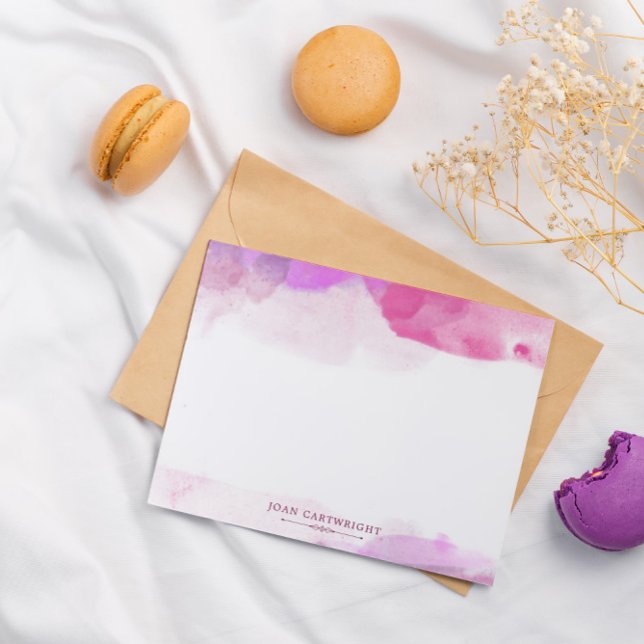 Carte De Correspondance Rose Fuchsia Violet Aquarelle Ajouter Votre Nom (Créateur téléchargé)