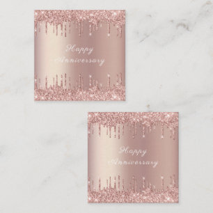 Carte De Correspondance Rose Gold Blush Paillettes Étincelles Joyeux Anniv