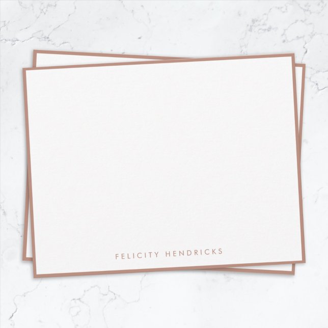 Carte de correspondance Rose Gold | Carte de corre (Elegant rose gold border note card by Guava - modern, minimalist, and easily customizable.)
