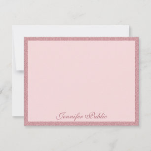 Carte De Correspondance Rose Gold Parties scintillant manuscrit Nom de scr