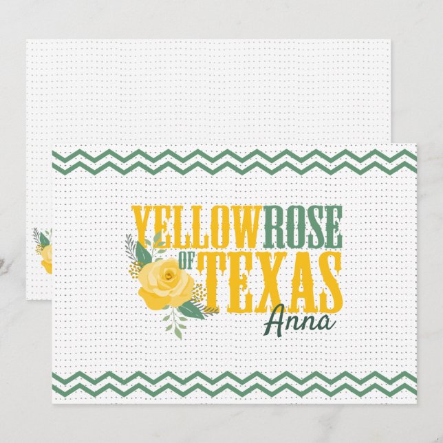 Carte De Correspondance Rose jaune du Texas - Rose unique (Devant / Derrière)