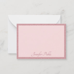 Carte De Correspondance Rose manuscrit Parties scintillant or élégant mode