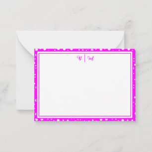 Carte De Correspondance Rose minimaliste esthétique avec bordure et monogr