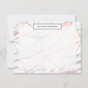Carte De Correspondance Rose moderne chic or cuivre gris marbre géométriqu