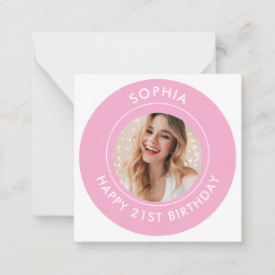 Carte De Correspondance Rose moderne mignonne fille heureux 21e anniversai