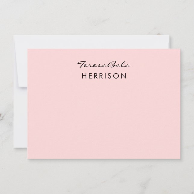 Carte De Correspondance Rose Pâle | Design de Monogramme Minimaliste Moder (Devant)