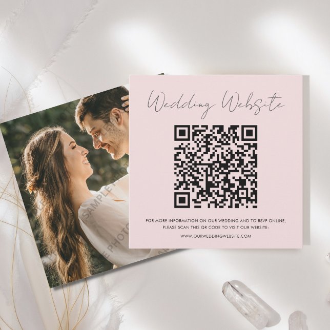 Carte De Correspondance Rose pâle | RSVP | Site Mariage (Créateur téléchargé)