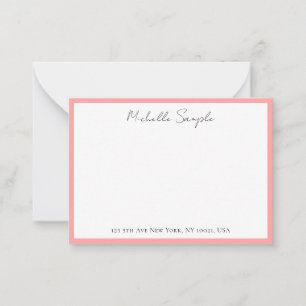 Carte De Correspondance Rose Pâle Typographie Blanche Nom de Script Minima