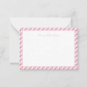 Carte De Correspondance Rose pastel à carreaux pour enfants