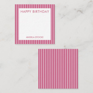 Carte De Correspondance Rose personnalisé blanc et rayure rose