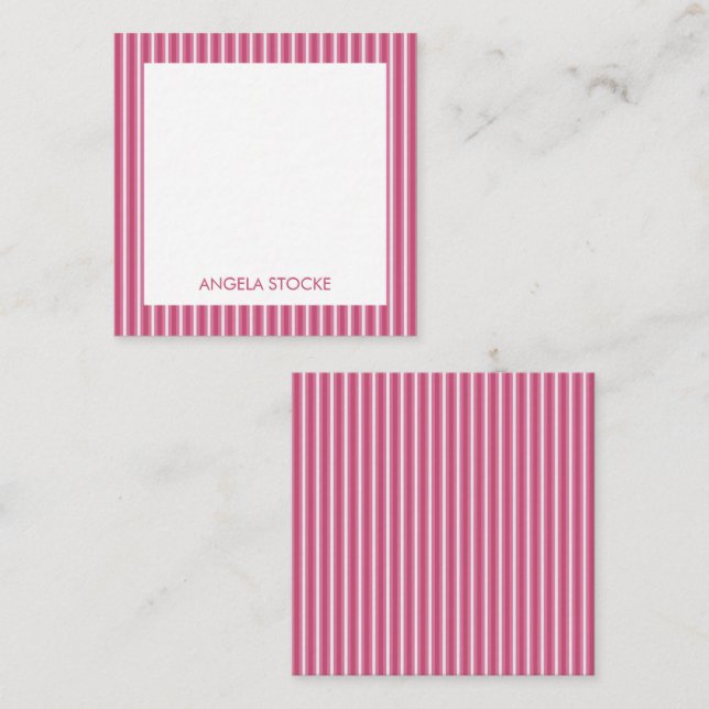 Carte De Correspondance Rose personnalisé blanc rayure rose (Devant / Derrière)