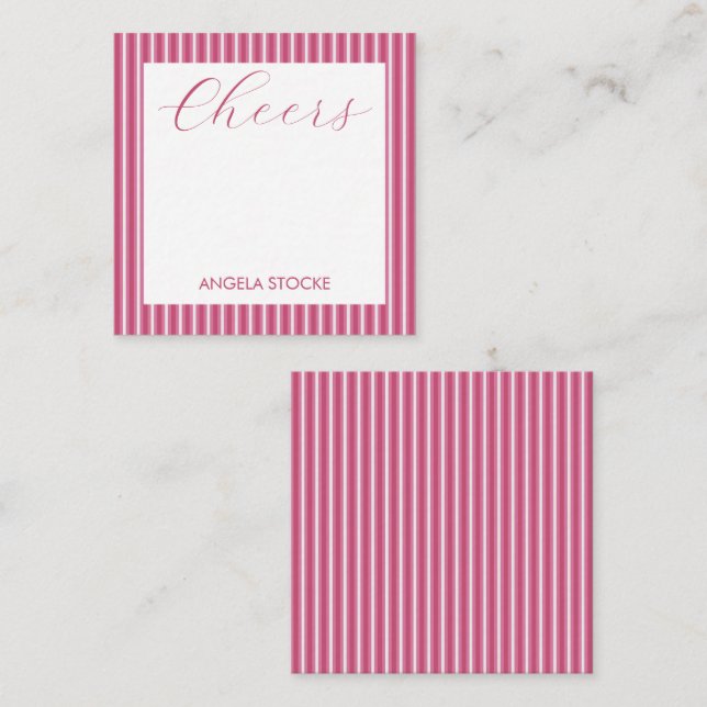 Carte De Correspondance Rose personnalisée avec rayure blanche (Devant / Derrière)