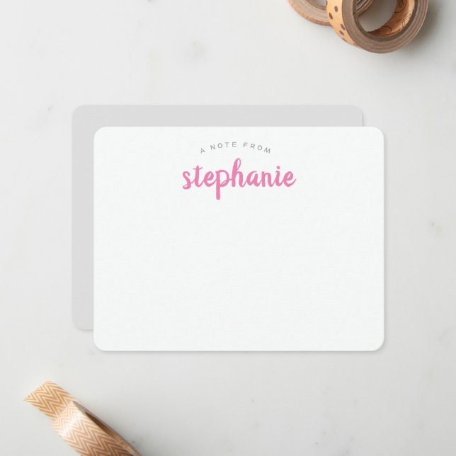 Carte De Correspondance Rose Script Personnalisé Plat Amusant (Devant/Arrière en situation)
