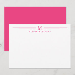Carte De Correspondance Rose Simple Deux Bordures Minimaliste