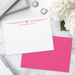 Carte De Correspondance Rose Simple Deux Bordures Minimaliste