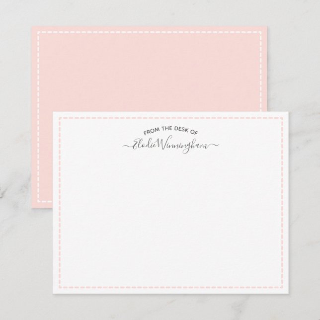 Carte De Correspondance Rose Vierge Du Bureau Du Nom En Script (Devant / Derrière)