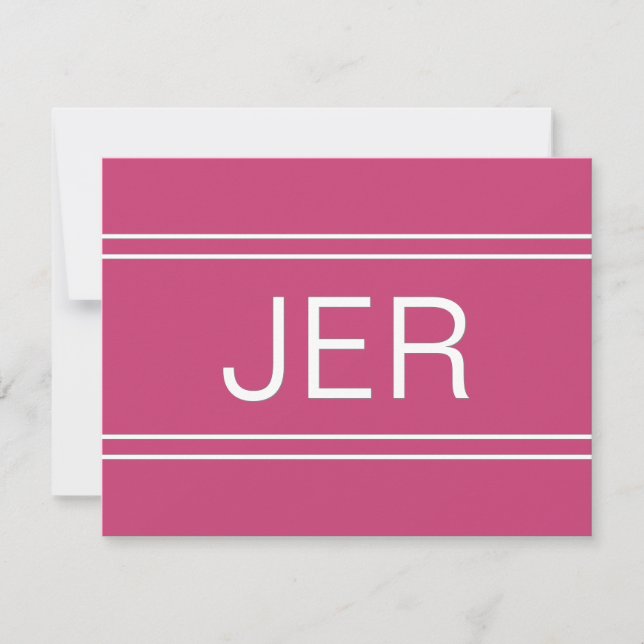 Carte De Correspondance Rose vif personnalisé monogrammé nom initiale (Devant)