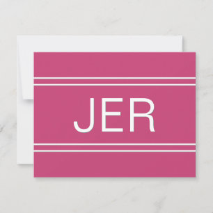 Carte De Correspondance Rose vif personnalisé monogrammé nom initiale