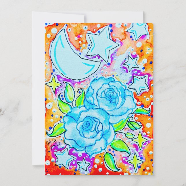 Carte De Correspondance Roses Bleues (Devant)