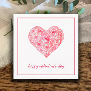 Carte De Correspondance Roses peintes à l'aquarelle Cœur Saint-Valentin