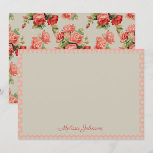 Carte De Correspondance Roses Roses Rose Floral Élégante Fille Personnalis