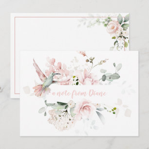 Carte De Correspondance Roses Roses Roses Roses Roses, Colibri, Vert Sage