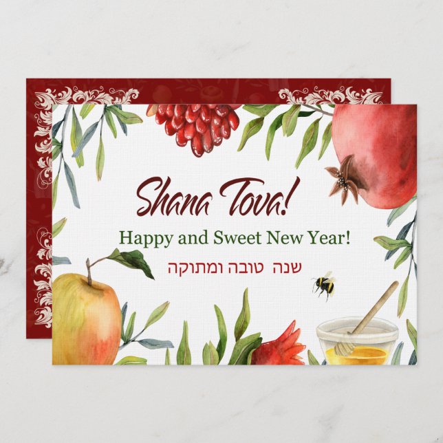 Carte De Correspondance Rosh Hashanah Jewish Sweet New Year Greeting Card