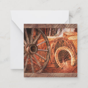 Carte De Correspondance Roue en Wagon Rustique Horseshoes Style Occidental