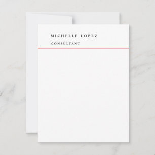 Carte De Correspondance Rouge blanc classique élégant Plain professionnel