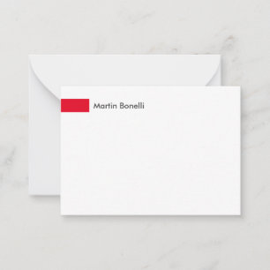 Carte De Correspondance Rouge blanc moderne Simple minimaliste