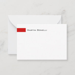 Carte De Correspondance Rouge blanc moderne Simple minimaliste