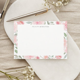 Carte De Correspondance Rouge Botanique Féminin Roses Roses Fleuris