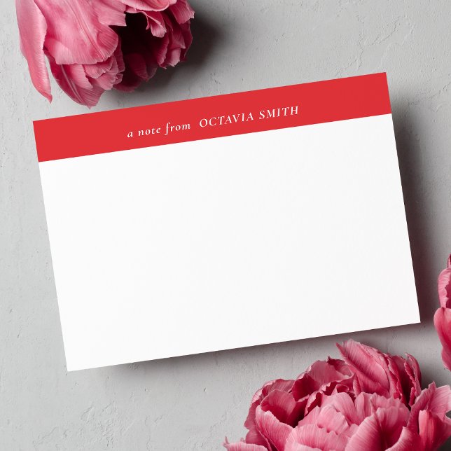 CARTE DE CORRESPONDANCE ROUGE CHIC PERSONNALISÉ NOM DE FAMILLE MONOGRAM (Créateur téléchargé)