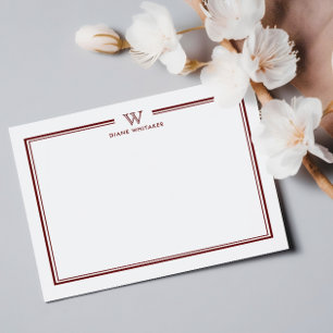 Carte De Correspondance ROUGE Classic Famille Monogramme Double Cadre
