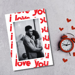 Carte De Correspondance Rouge et blanc Je vous aime photo Saint Valentin