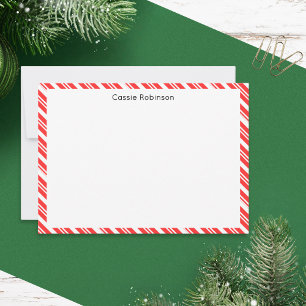 Carte De Correspondance Rouge et Blanc Noël rayé de bonbons