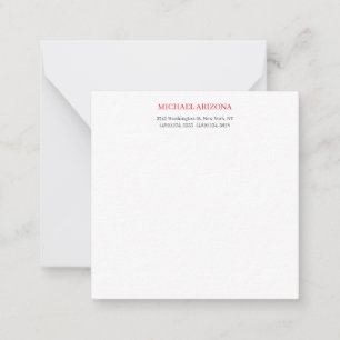 Carte De Correspondance Rouge Noir & Blanc Minimaliste Simple Moderne