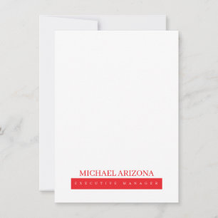 Carte De Correspondance Rouge Noir & Blanc Minimaliste Simple Moderne