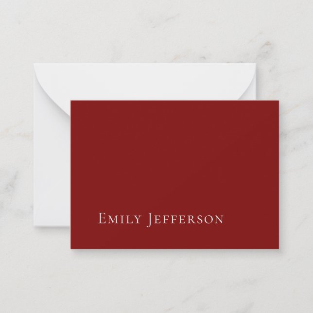 Carte De Correspondance Rouge Profond Élégant Moderne Professionnel (Devant)