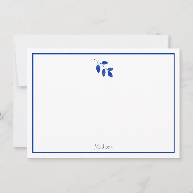 Carte De Correspondance Royal Blue Feuilles (Devant)