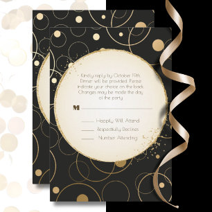 Carte De Correspondance RSVP Dîner Élégant Choix Or Étincelle Noire