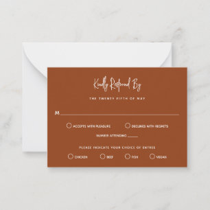 Carte De Correspondance RSVP minimaliste en cuivre pour un mariage moderne
