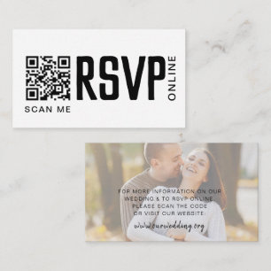 Carte De Correspondance RSVP Online Code QR Mariage Site Web Encadré
