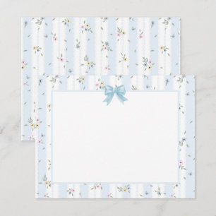 Carte De Correspondance Ruban aquarelle bleu élégant I Bleu et blanc