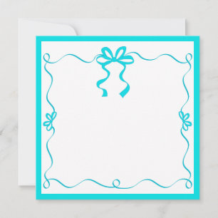 Carte De Correspondance Ruban et cadre turquoise élégants Je vous remercie